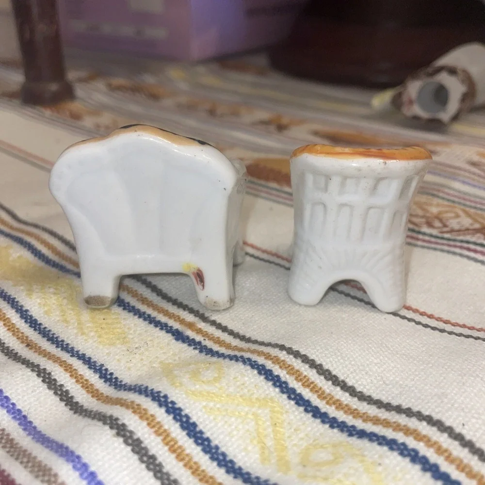 Vintage Ceramic Dollhouse‎ Sofa And Armchair Made Japan